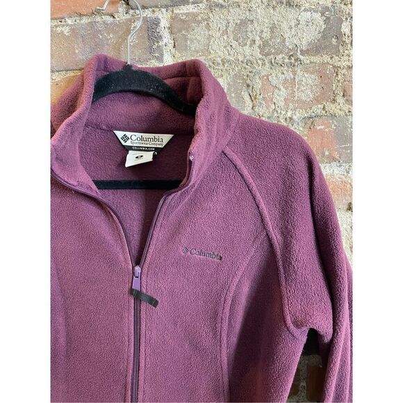 Columbia Purple Fleece Full Zip Jacket Cinch Hem Ladies Size M - Picture 3 of 13